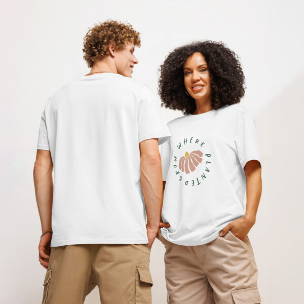 Unisex organic ribbed neck t-shirt - Grow Where Planted - Image 7