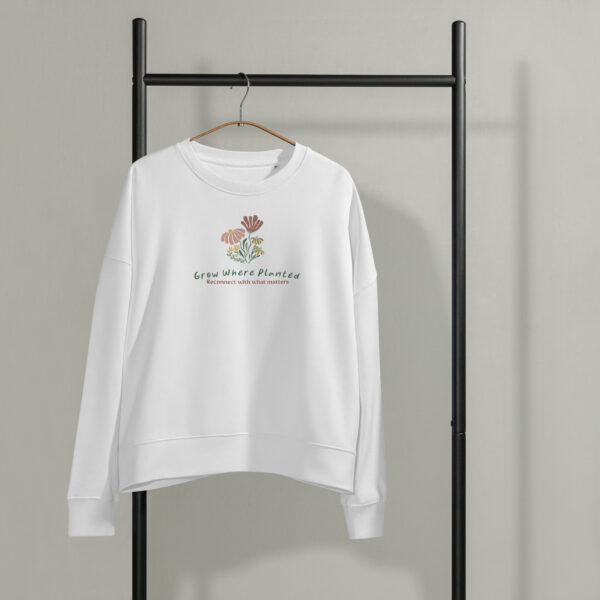 Women’s organic crew neck sweatshirt - Grow Where Planted - Image 5